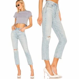 Agolde‎ Riley High Rise Light Blue Jeans Womens Size 24 Shatter Denim USA Cotton